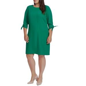 CeCe Black Tie Sleeve Shift Dress Womens Plus Size 22W Lush Kelly Green